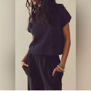 Free people beach freya top ribbed knot top new size medium charcoal